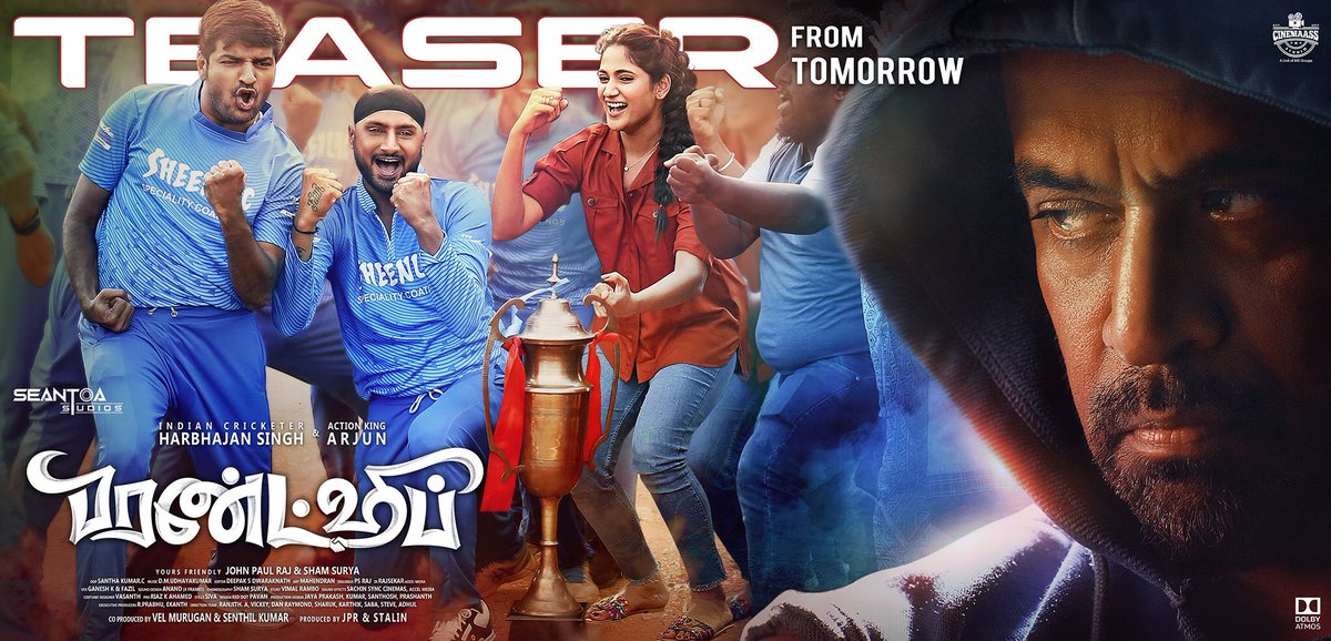 ChennaiTimesTOI's tweet photo. #FriendshipMovieTeaser to be out tomorrow evening   @actorsathish @akarjunofficial @harbhajan_singh https://t.co/Zd6WpBfnMi