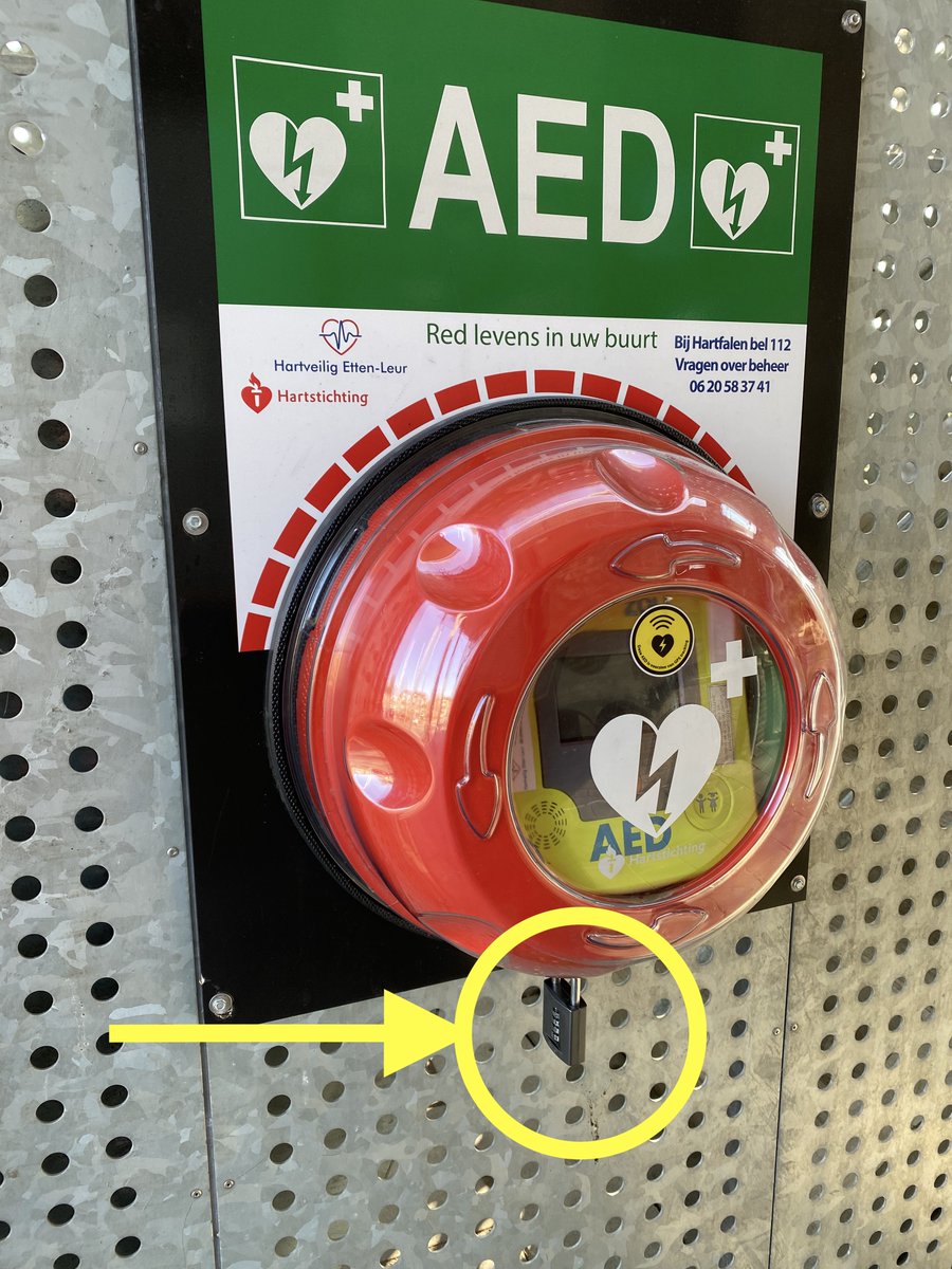 Omdat de jeugd niet van de AED af kan blijven. Is de AED bij de Vleer aan de Kraanvogel in Etten-Leur, vanaf nu voorzien van een slot. Hierdoor gaat er bij een inzet van deze AED veel kostbare tijd verloren <a href="/gem_ettenleur/">Gemeente Etten-Leur</a> @Politie_Breda <a href="/HartslagNu/">HartslagNu</a> #ettenleur #devleer