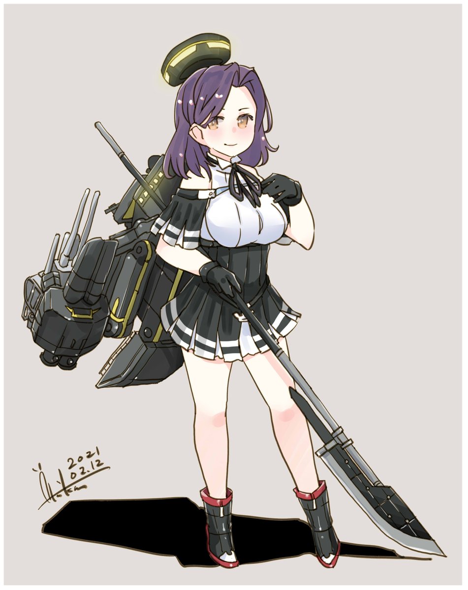 shikinami (kancolle) 1girl school uniform solo serafuku black sailor collar skirt brown hair  illustration images