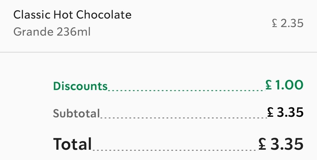 Err. <a href="/StarbucksUK/">Starbucks UK</a>, I'm confused.

The discount looks like it made the price go up?