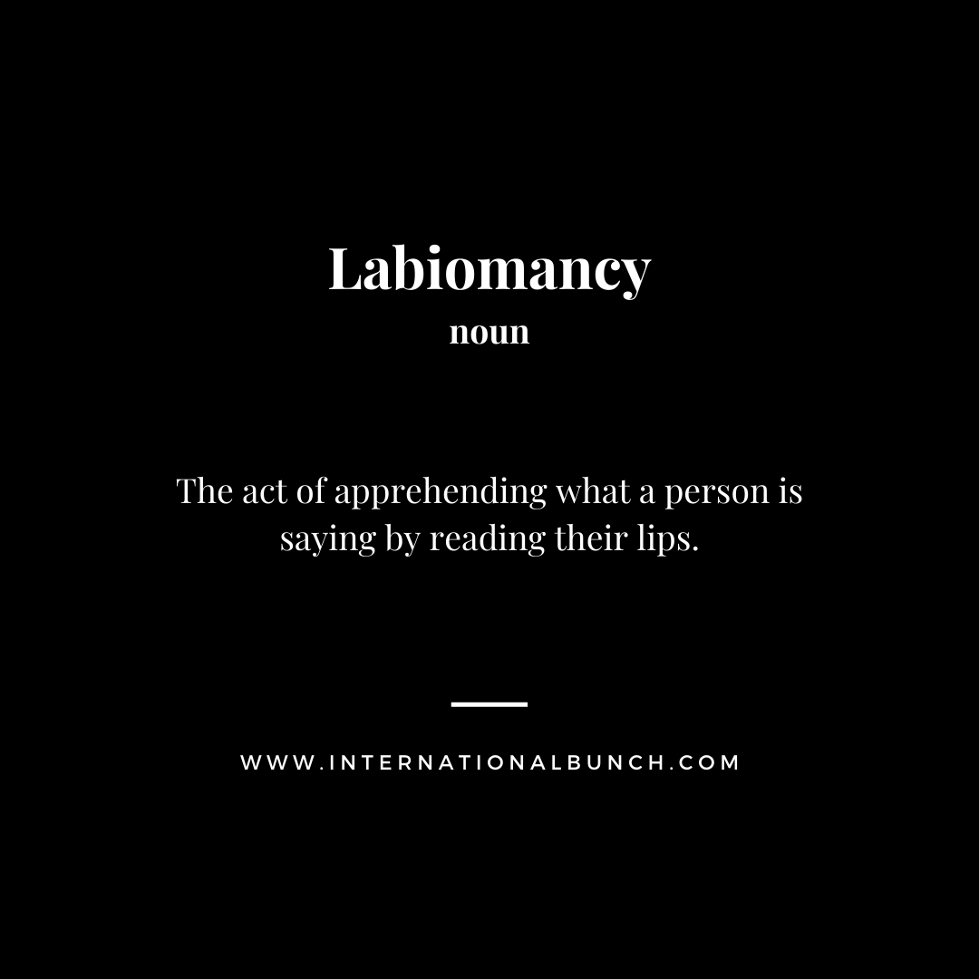 intbunch's tweet image. #WordoftheDay

#Labiomancy (noun). The act of apprehending what a person is saying by reading their lips.

#IntBunchWordoftheDay