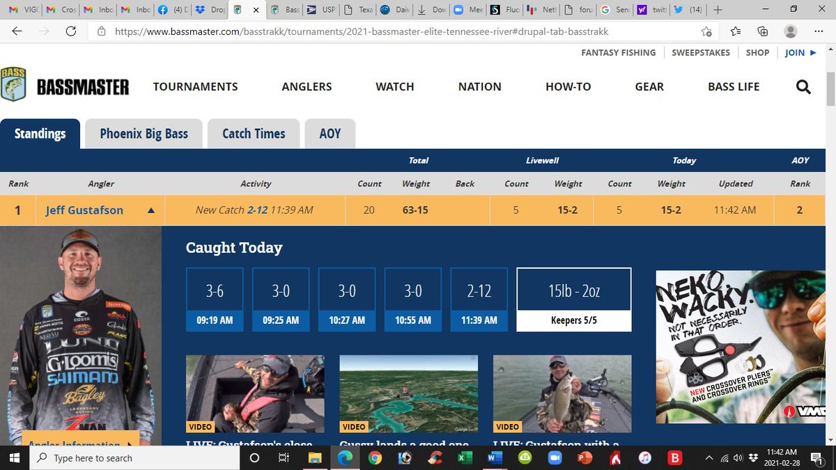 FishHardDave's tweet image. Number 5 in the box! This one is in the books! Way to go Gussy! It would have been nice if we could have watched him this morning! Congrats @GussyOutdoors ! We'll be watching the rest of BASS LIVE this afternoon and you receiving your first blue trophy! #WireToWire #Domination