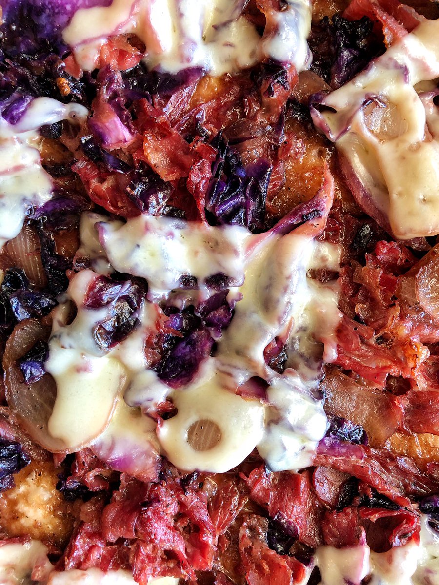 NunziosKitchen's tweet photo. Corned Beef &amp; Cabbage Pizza -
corned beef paired with purple cabbage cooked in Guinness beer topped with Swiss cheese. https://t.co/efWNQXHCce