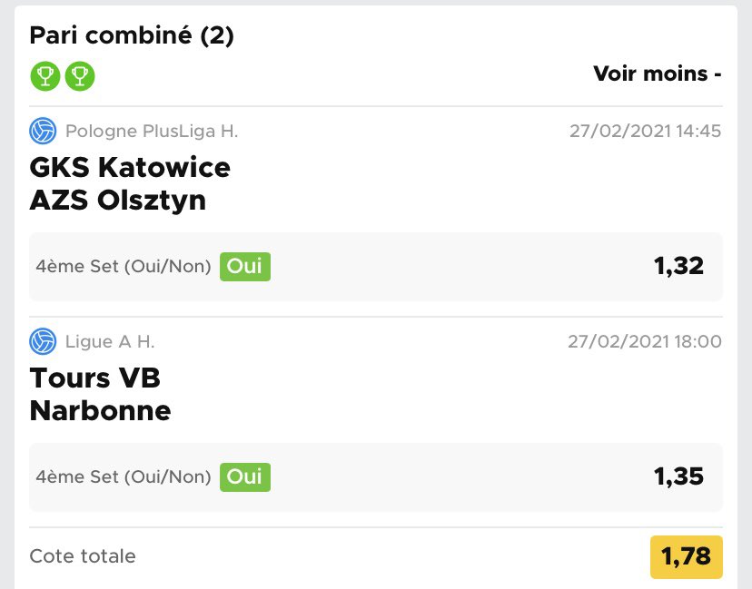 LL_Pronos's tweet image. Quel samedi en volley ! 🤑

C’est un 4/4 hier, avec des bets sur le Telegram GBC, sur le pass globalbetclub.fr, et sur le Twitter @GlobalBet_Club ! 

🏐 Des côtes à 1,62 / 1,78 / 1,89 / 1,52 , toutes validées ! 🤑✅