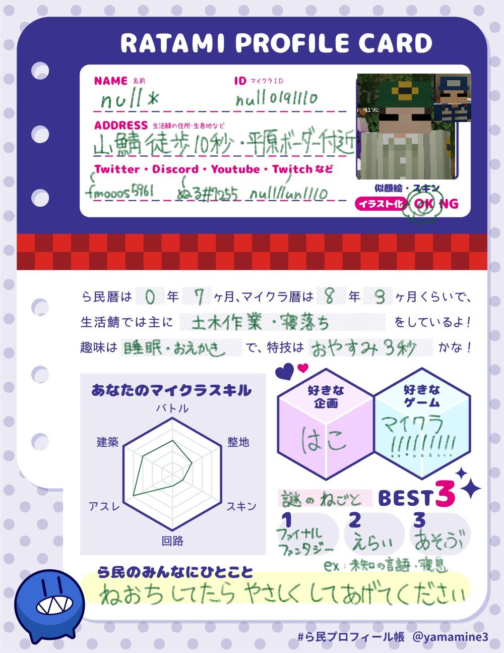 ら民プロフィール帳 - Search / X
