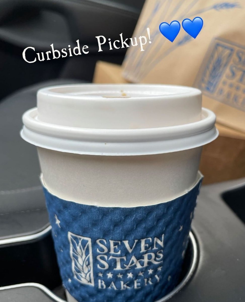 Curbside pickup is available at all Seven Stars café locations 🚙 Order on the app or website, select curbside, let us know when you arrive and we'll meet you at your car - it's so easy!
