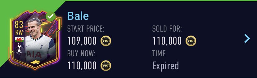 fut_moon's tweet photo. Easy Money 🚀🚀🚀🚀

Bought 3 of these cards last week thinking bale will get a MOTM but now he’s doing well in the game against Burnley he’s shot up.

3 bought. 120k PAT 😋😋 https://t.co/pwkEMKMryo