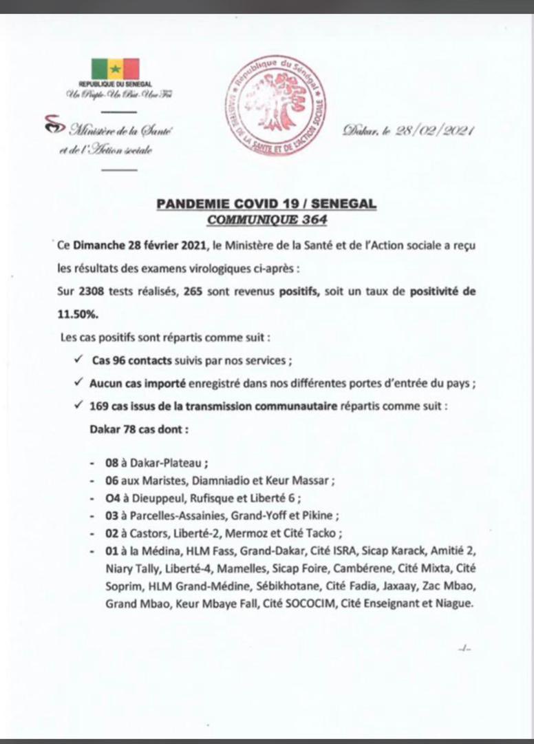 SarrMsas's tweet photo. Situation du dimanche 28 février 2021 https://t.co/utSEagb0oQ