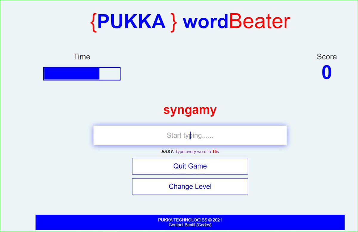 bentilzone's tweet image. Pukka WordBeater is out now!!!
Improve your typing speed with this simple word beater☺️👍
#pukkatech #codersquiz #pukkawordbeater #codenewbies #100DaysOfCode