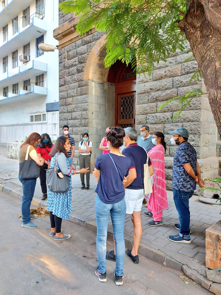 MaritimeMMS's tweet photo. #MMMSWalk #3: @walkinginmumbai conducted our 3rd walk #BallardBallad for members & #maritime #history enthusiasts from #Mumbai around the Ballard Estate to see Alexandra Docks, Ballard Gate, Indian & foreign shipping company buildings & @MumbaiPortTrust HQ with maritime stories. https://t.co/RKACjKaBG9