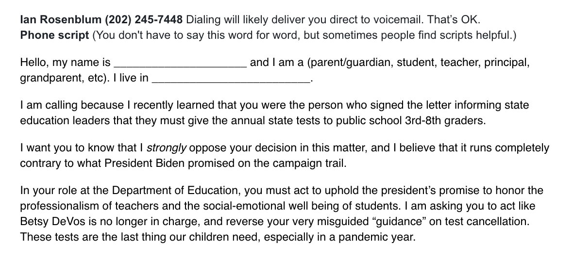 NYCOptOut's tweet photo. We should let Dep. Acting Asst. Secretary Ian Rosenblum know that, by calling him at (202) 245-7448. Here's a sample script for you. Improvise as you see fit! https://t.co/e8Ui9afmuq