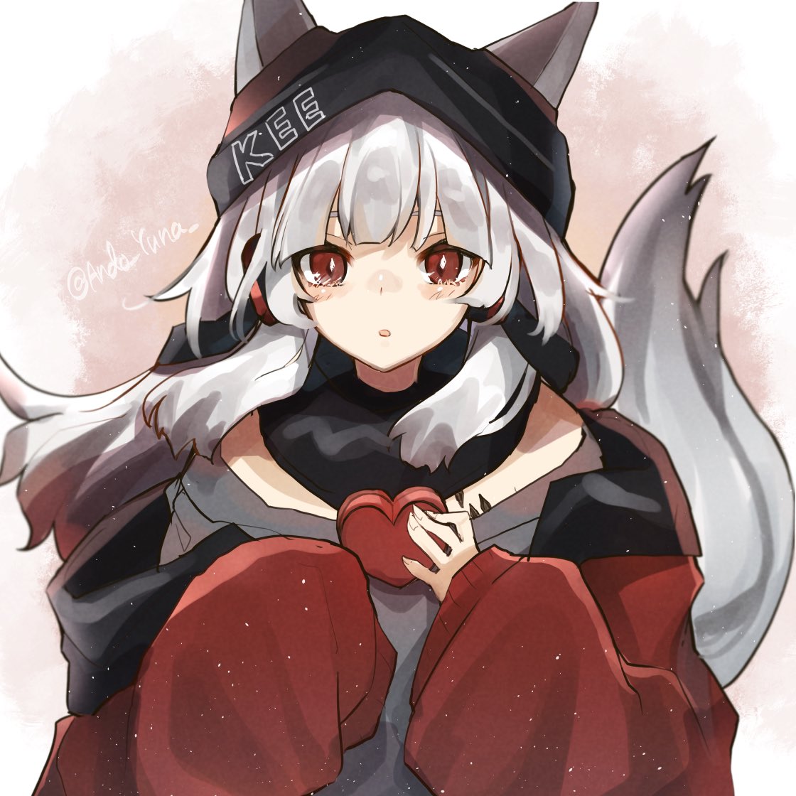 1girl solo animal ears red eyes tail oripathy lesion (arknights) looking at viewer  illustration images