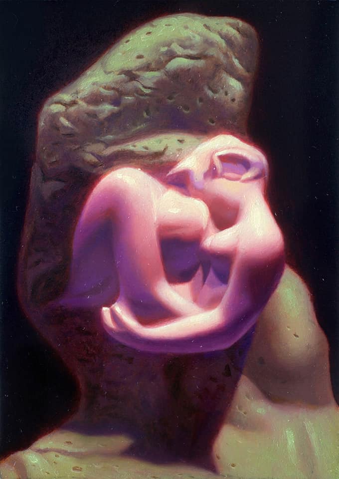 chanpart's tweet photo. Throwback to this piece created back in 2016 
Twin Flames Concept
7’’ x 5’’, oil on panel
#art #painting #oilpainting 
#twinflames #organic #love #twosouls #romance #embrace https://t.co/W0DessTkK0