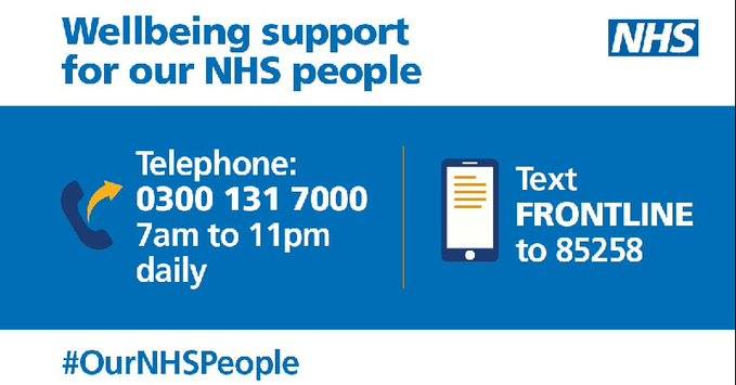 Helpline and text service available for NHS staff 📞📱💬

All NHS staff in England can get support in many areas — from coaching and bereavement care to mental health and welfare support: people.nhs.uk/help/

#OurNHSpeople
