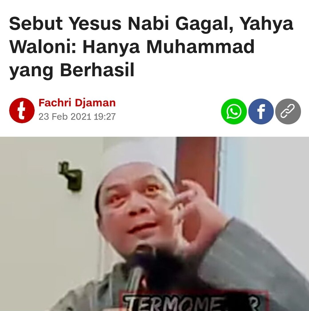 IG: hariy_risnasiregar (@Cak_Hariy) on Twitter photo 2021-02-28 22:13:26 Tidak ada Nabi yg Gagal dalam mengemban amanah Kenabian. Yang Gagal itu Yahya Waloni dalam memahami diri sebagai Manusia dan gagal dalam berAgama. Tidak ada Nabi yg Gagal dalam mengemban amanah Kenabian. Yang Gagal itu Yahya Waloni dalam memahami diri sebagai Manusia dan gagal dalam berAgama.