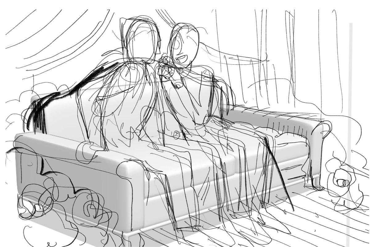 Oh, this was one of my first attempts of using 3d to help figure out some perspective on the couch, lol. 