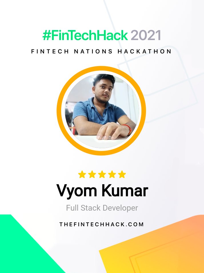 vyomk17's tweet image. Happy to take part on the FinTech Nations Hackathon &amp;amp; Summit! Join now: thefintechhack.com #FinTechHackathon #FintechHack #FinTechNations