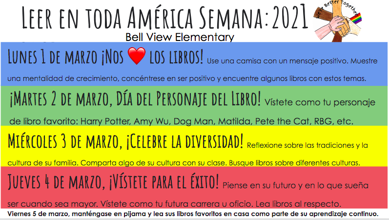BellViewElem's tweet photo. Monday March 1 begins Read Across America Week!  Here are some simple ways to celebrate! https://t.co/0of0SPtsuQ