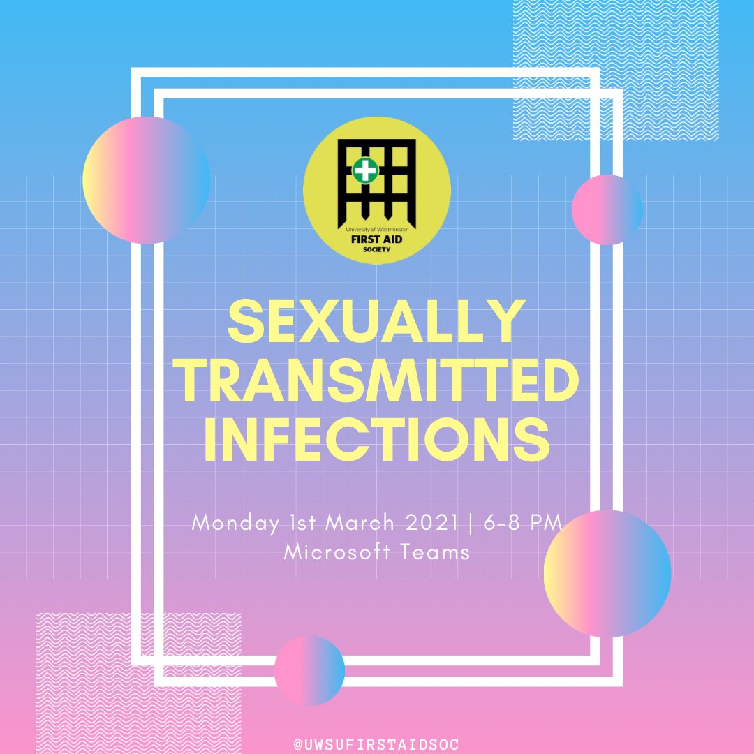 Hello everyone!

This week will a very informative session about Sexuality Transmitted Infections (STIs). This we will go over the different types and how they're detected in a pathology laboratory.

Hope to see you there🥳
#STIs #firstaid