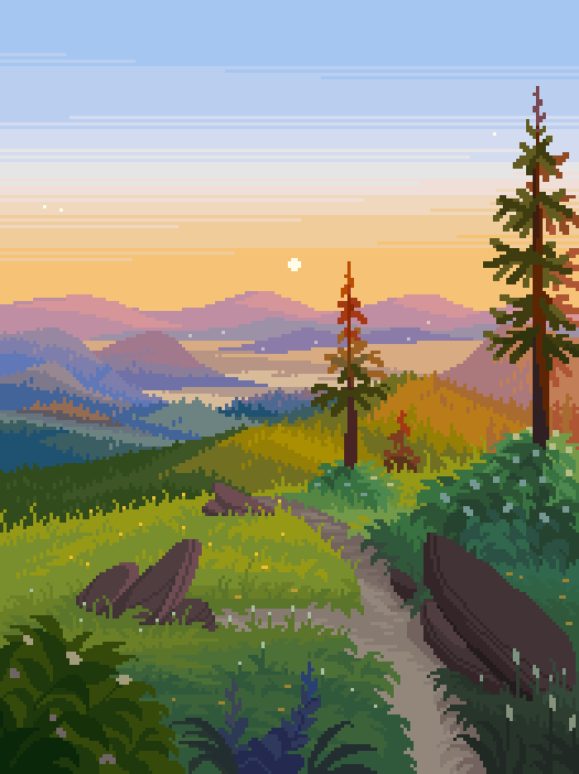 16pxl's tweet photo. summer camping trips 🌲✨ #pixelart https://t.co/7wGp1uCG1k