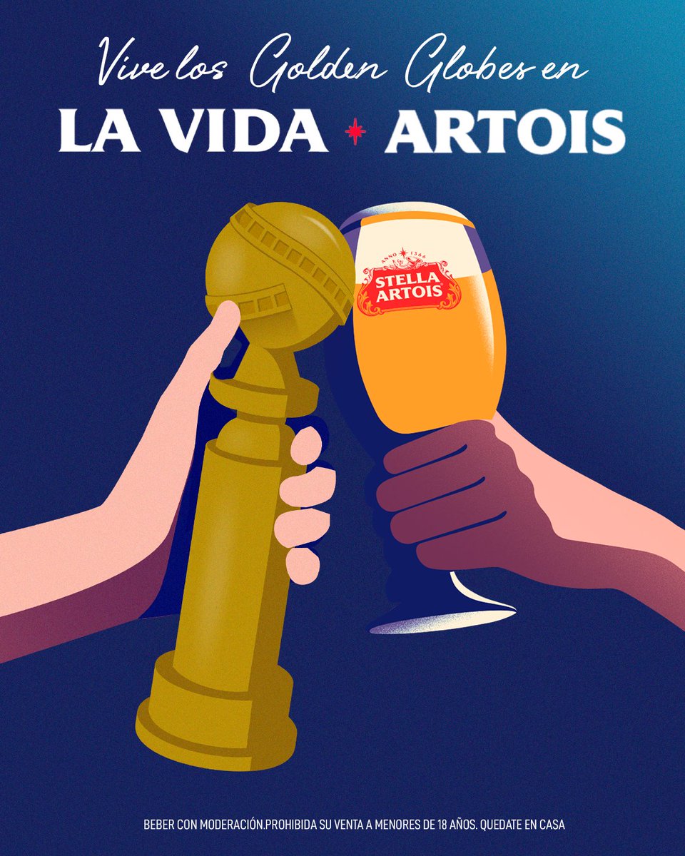 ArtoisCl's tweet photo. ¡Relájate disfrutando de un rico panorama en casa, con tus Stella listas y los #GoldenGlobes en la tele! Etiqueta a quien te acompañará y cuales son tus nominados favoritos https://t.co/sNEGe0LlKR