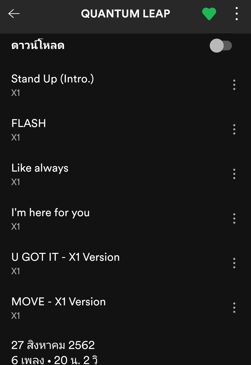 เออจริง X1 เป็นวงเดียวที่เพลงในอัลบั้มอยู่ครบทุกเพลงเลยอะ เพราะมีแค่บั้มเดียว... แล้วก็ไม่ได้อยู่ในเครือ Kakao​ M.ด้วย แต่วงยุบไปแล้ว..