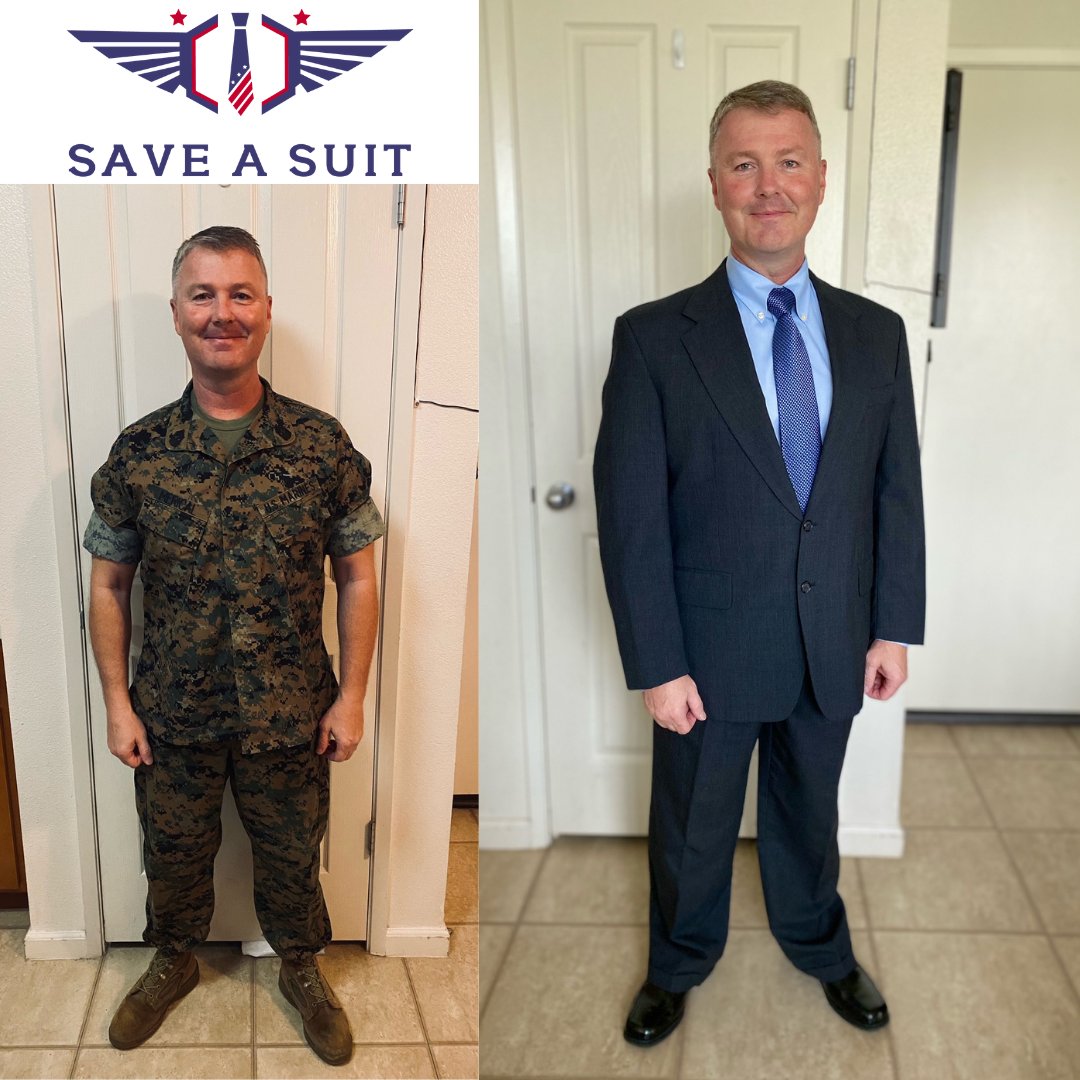 Nathan is a Marine Corps Veteran who is working on relocating his family. Thank you for your service Nathan! We are honored to provide you with a #saveasuit