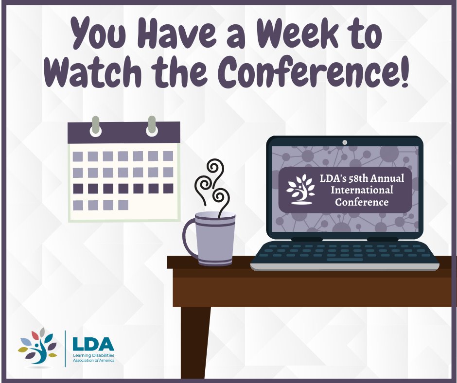 LDAofAmerica's tweet photo. Friendly reminder that our 58th Annual Conference portal is still open until March 7th, so registrants can see any session from the conference that they missed, or rewatch sessions they've already viewed for a week. Thank you to everyone who attended! #LDACON2021 https://t.co/ACVBnWErod