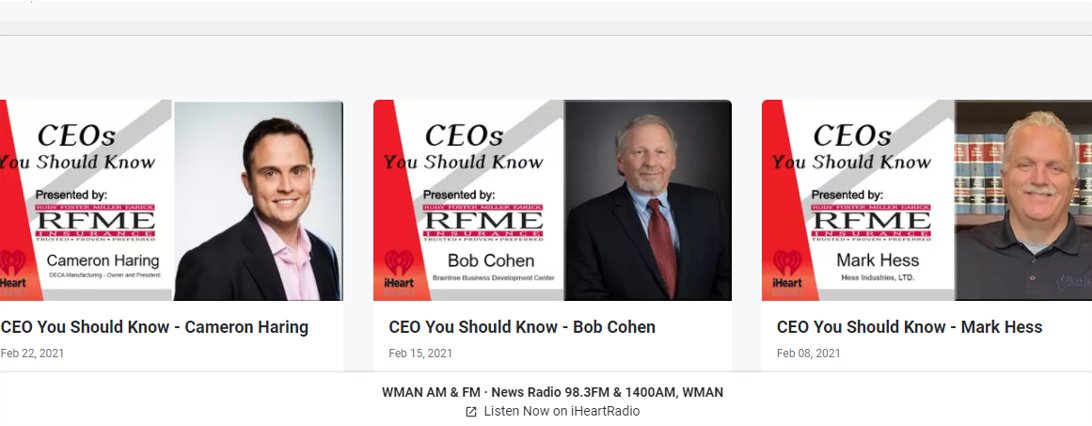 Aaron Hines has been busy interviewing Braintree personalities for "CEOs You Should Know." Check out this month's iHeart Radio podcasts with Braintree grad &amp; board member Mark Hess, Braintree staff Bob Cohen, and Braintree Board member Cameron Haring.