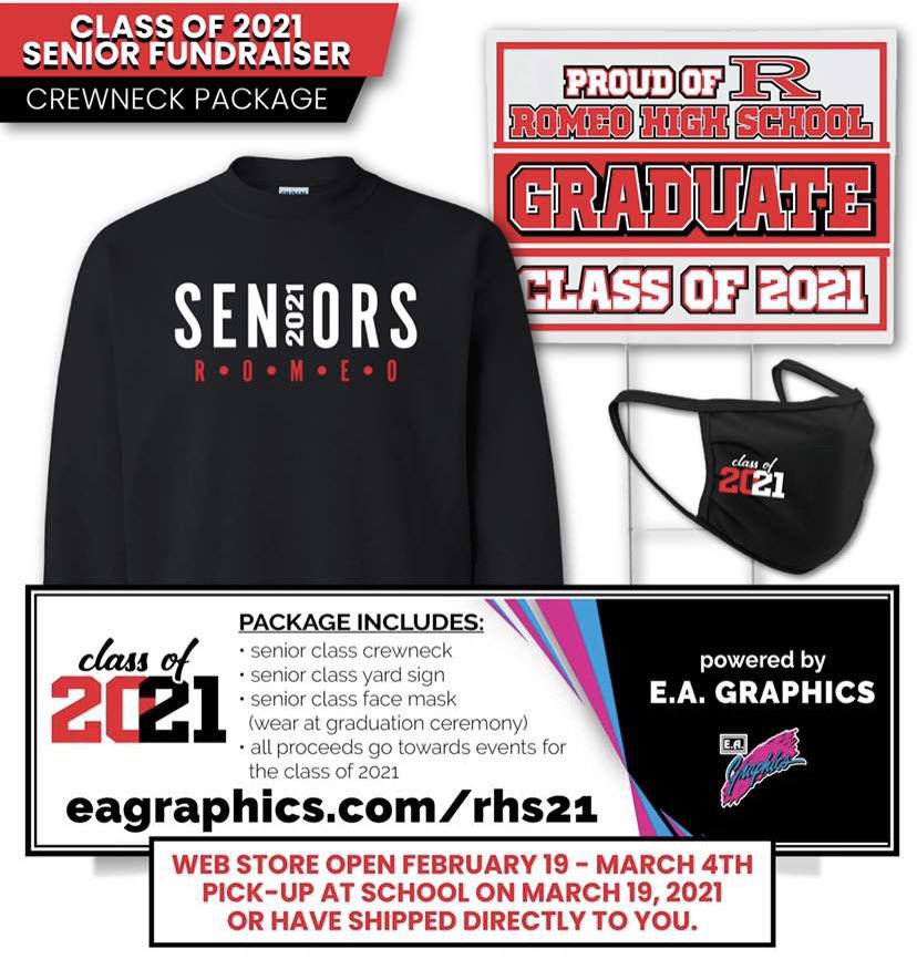 2021Rhs's tweet photo. 🚨ORDER YOUR APPAREL NOW🚨 https://t.co/ic8vD7gf9I pick up on March 19 
📍@ Romeo High School📍
Buy a mask to wear at graduation(optional) 
‼️LAST DAY TO ORDER FRIDAY MARCH 4‼️ https://t.co/ZiUYS8GAZE