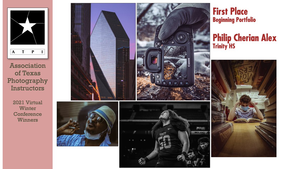 ATPI's tweet photo. First Place Beginning Portfolio: PHILIP CHERIAN ALEX, Trinity HS. Michael Peña, instructor #atpiwc21 https://t.co/AQIrvkvFtE
