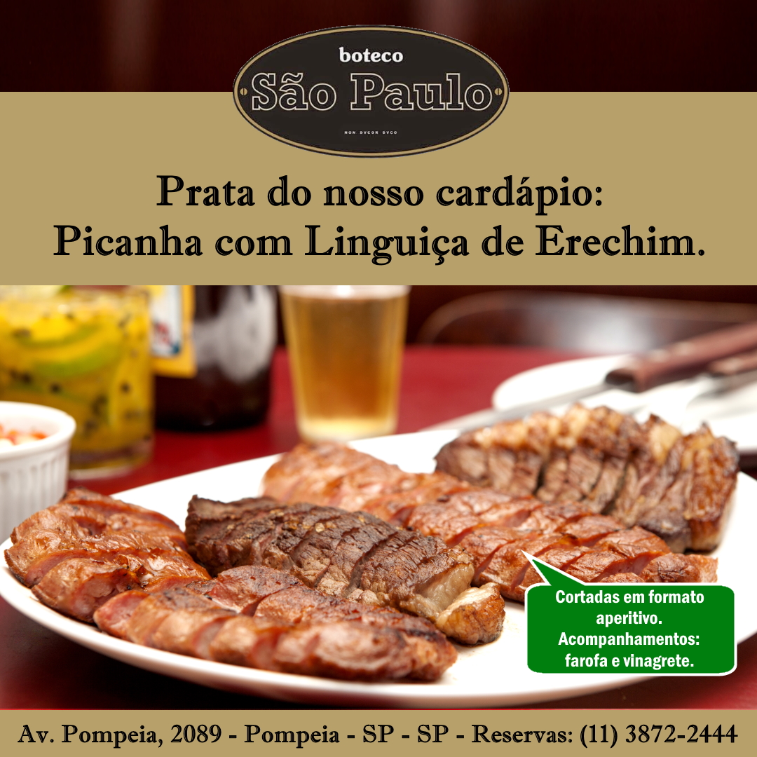 botecosaopaulo's tweet photo. Neste #domingo, que tal experimentar a #picanha com #linguiça de Erechim do Boteco São Paulo? Bem servidas, suculentas, deliciosas...hummm!! Estamos atendendo no salão (consumo no local), delivery / takeaway e iFood. Pedidos: (11) 3872-2444 e 98830-2140. #botecosp #almoco https://t.co/SdPPPpIO3X