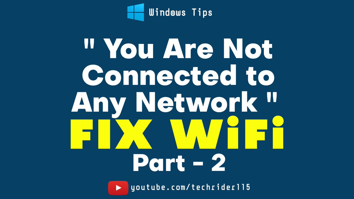TechRider115's tweet photo. If you seeing the "You Are Not Connected to Any Network" massage. Visit👇
▶️ https://t.co/YJsYvRbbbV

#windows #network #networkissues #wifi #wifiproblems #notconnected #notconnectedtoanynetwork #windows10 #windowsnetwork #internet #internetnotworking #technology #techridertips https://t.co/zYXcnTrM7i