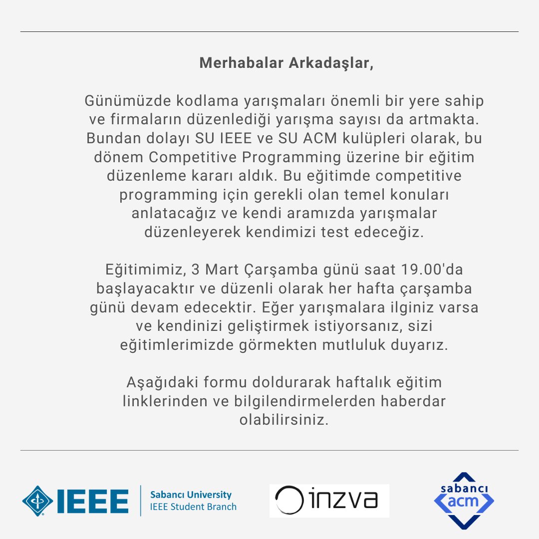 İlgilenen arkadaşlarımız formu doldurabilir.
Form Linki: docs.google.com/forms/d/e/1FAI…