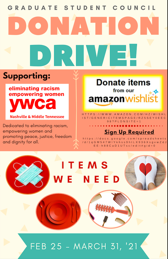 GSC presents the Graduate Student Council Weaver Domestic Violence Center Virtual Donation Drive to support the YWCA's Weaver Domestic Violence Center. Link for the Amazon Smile Wishlist: amazon.com/hz/wishlist/ge…