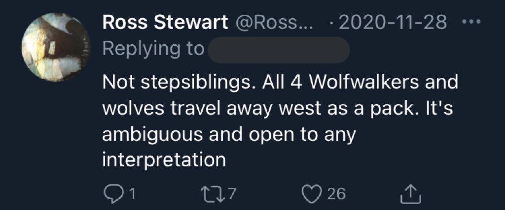 WolfWalkers spoilers///My new favourite thing is finding out one of the directors of WolfWalkers is going around replying to people who assume Robyn & Mehb are step-sisters (as they assumed the parents got together), and correcting them that it’s purposefully ambiguous: