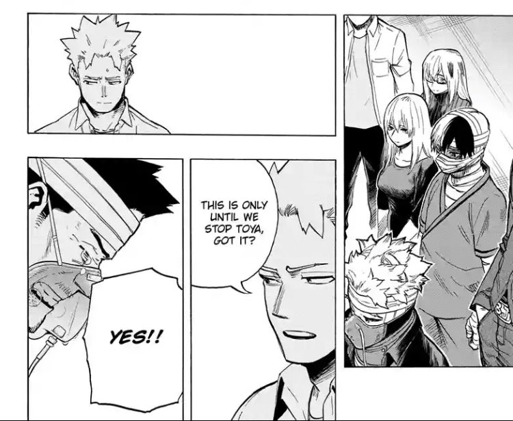 #bnha303 
.
Natsuo's expression is not included with the rest of the fam.Then empty panel w his hesitation and turmoil of emotions its just quiet panel but it says So Much specially about natsuo, he knows they need to help enji to help touya. Save the cheerleader save the world 