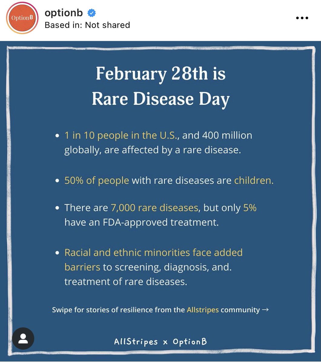 nancyyu25's tweet photo. Happy rare disease day! @_allstripes collaborates with Sheryl Sandberg and Adam Grant’s @optionb and our patient ambassador community to raise awareness in the rare disease community. 💪 https://t.co/n10Ri2wxVm https://t.co/ymQUnnv9V1