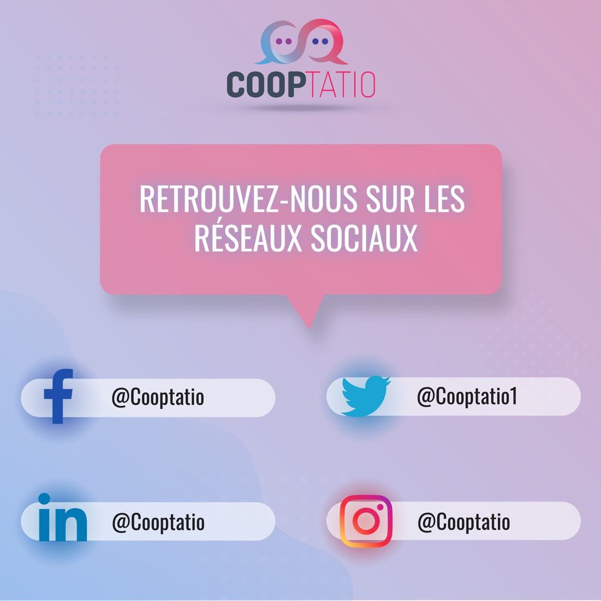 Cooptatio1's tweet photo. On me souffle Ă lâoreillette que câest la journĂ©e mondiale sans #Facebook ? Pas de problĂšmes ! Vous pouvez nous retrouver sur nos autres rĂ©seaux sociaux đ
#innovation #rh #emploi #cooptatio #cooptation #recrutement #startup #Sunday https://t.co/Bk24XgFVqk