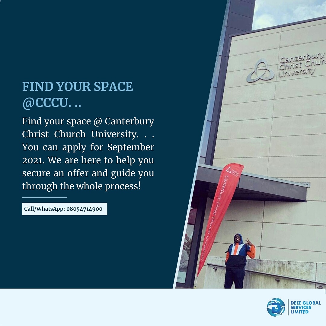 YOU CAN begin your study journey @CanterburyCCUni ....slide in our DM today.

#canterburychristchurch #UnitedKingdom #Kent #medway #studyaborad #christchurch #undergraduate #postgraduate #studyguarantee #studygram #deiz #deiztravel #deizglobalservices