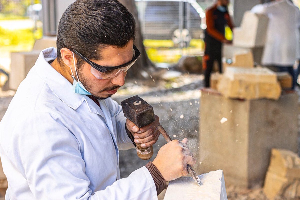 NajjarRayan's tweet photo. Stonemasonry&amp;Conservation training programme in Tripoli,lebanon.
Our trainee Ar. Zakaria Issa 
📍Lions Tower. 
@WorldMonuments @DCMS @DCMSArts #stonemasonry #heritage #islamicheritage credit:ahmad zaatiti https://t.co/a3TmqLqqeK