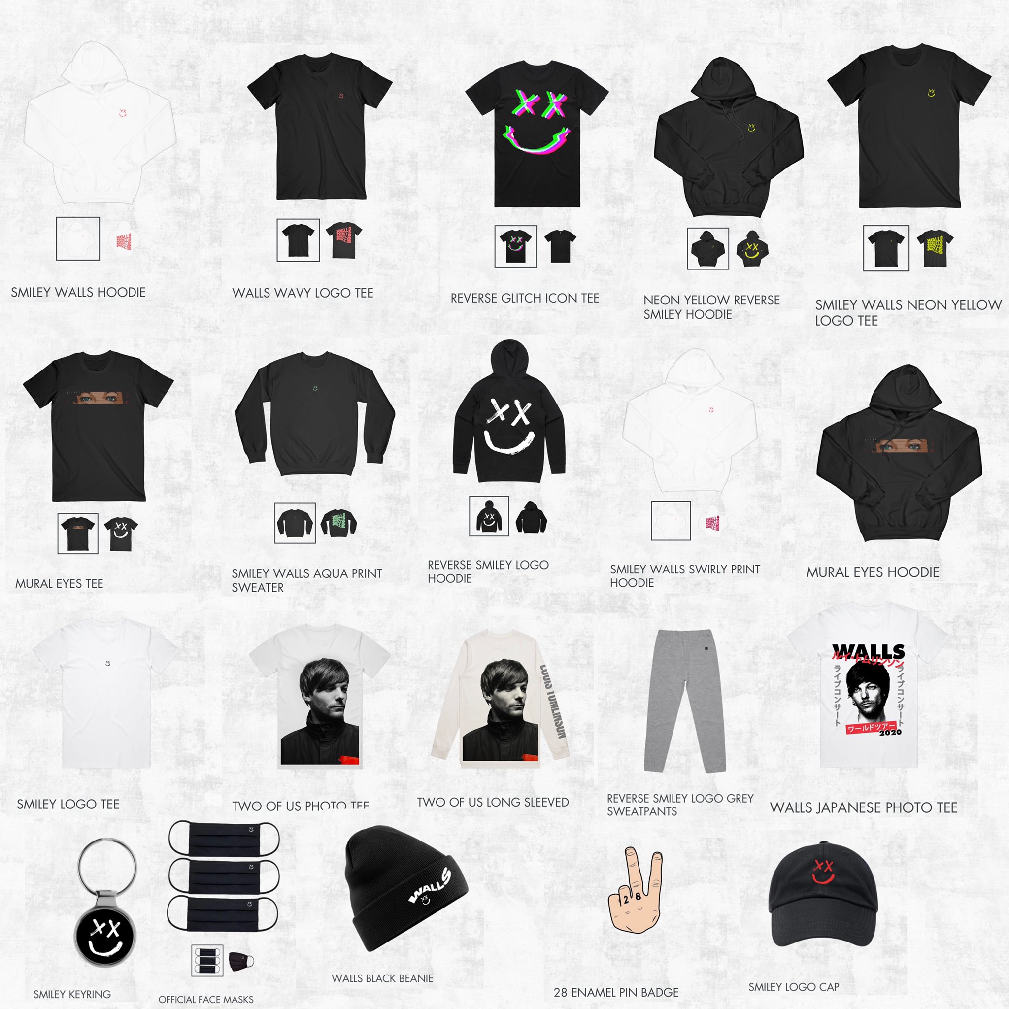 X 上的Louis Tomlinson News：「#Update  Here are all of the remaining products  from Louis' online merch store! The majority of the apparel are sold out in  the smaller sizes! Shop 28%