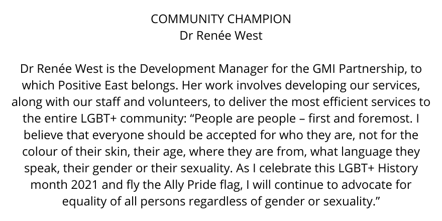 PositiveEast's tweet photo. Today's LGBT+ History Month Flag is the Ally Pride Flag
Featuring:
- A brief history of the flag
- Words from our community champion - Dr Renée West
- Our celebrity spotlight - Naomi Campbell
#LGBTHistoryMonth #LGBTHistory #AllyPride https://t.co/uWgC0tr313