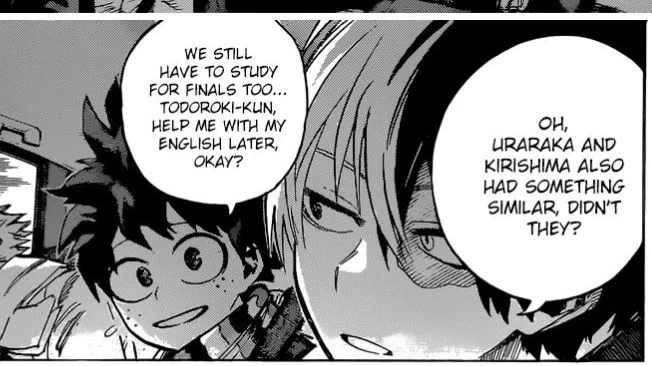 if we do get a "deku goes to america" or him meeting overseas heroes, then his english study will not have been for nothing, my boy was already paving the way to go international lol 