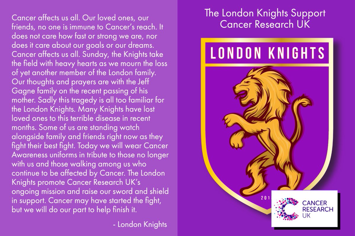 The London family continues to be affected by cancer. Today we lift up <a href="/GAGNE92/">Jeff Gagne</a> and family as they mourn the loss of Jeff's mother. In her honor, and for those also affected by cancer, we pledge our support to Cancer Research UK. We will do our part to help finish the fight. 💜