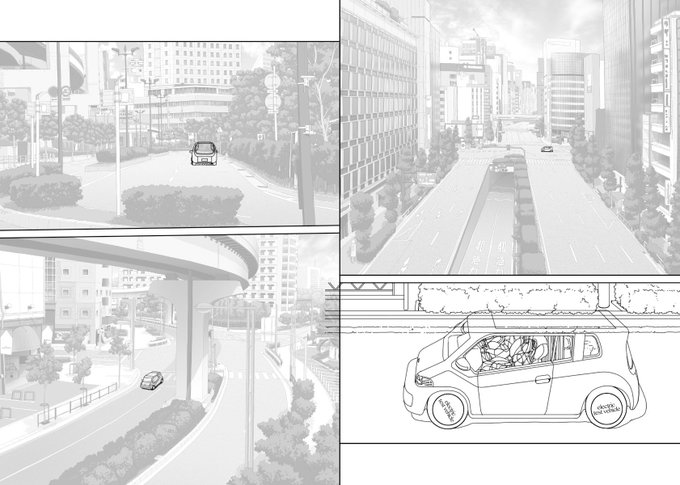 見開き単位で作業してた連載時の下描き…6
台詞フキダシ擬音は消しています
下描きとしてますが、ホントはネームでもあるので担当編集者との打ち合わせで直しがあれば描き直しもします
先に背景が出来てる時は(色が入ってるだけで完成ではない)ネームにも入れる事がありますw
こんな感じ↓ 