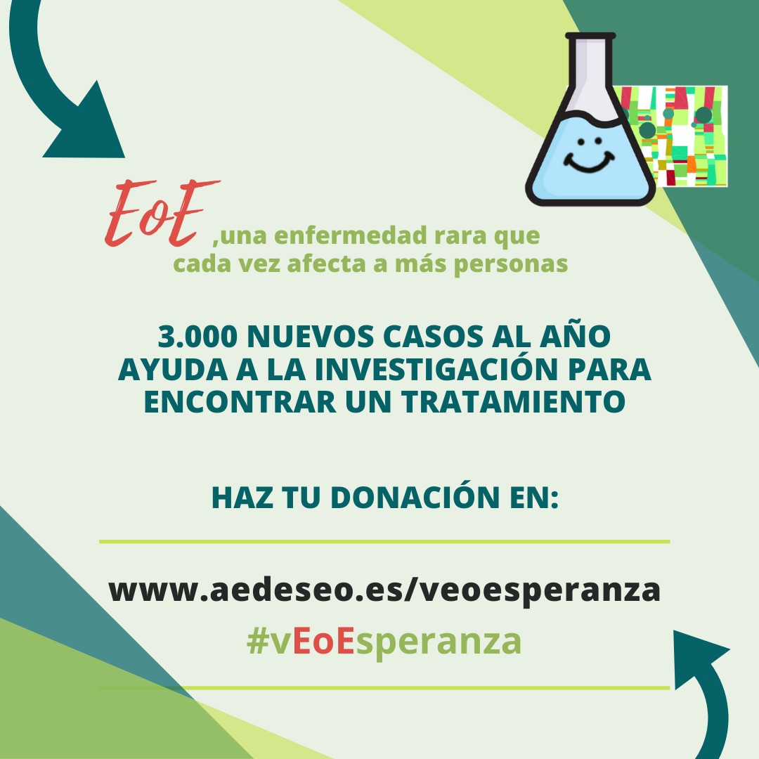 aedeseo's tweet photo. 🔬Hoy #AEDESEO inicia la campaña #vEoEsperanza para financiar la investigación de un nuevo tratamiento para la esofagitis eosinofilica #EoE
🗣 Cada año se diagnostican 3000 nuevos casos Necesitamos recaudar 57.000€
👉 ¡Únete a la causa!
https://t.co/KCuAwUT7VL
#InvestigacionEoE https://t.co/u2feU6gZ4D
