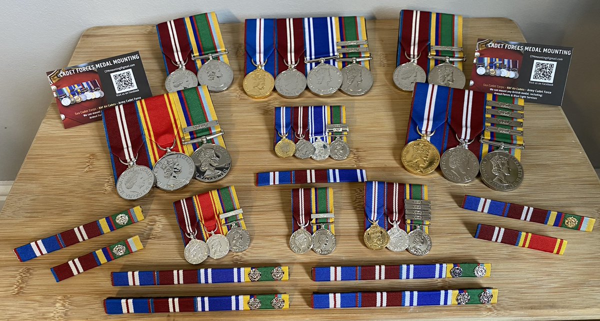 CFMmounting's tweet image. This weeks deliveries! Thank you for trusting me with your medals. I’ve now come to a loose end and ready for more work. I mostly@operate via my Facebook page but can be contacted here too #RAFAC #ATC #ACF #SCC #MCC #Military #courtmounted #medals #british
