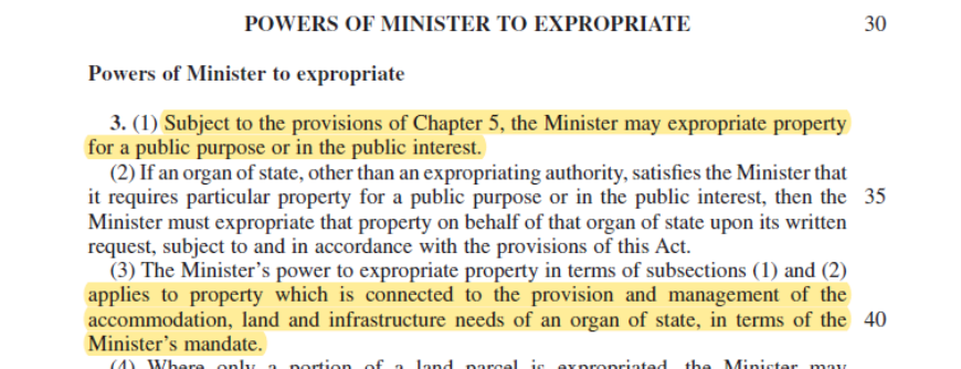 5.  #BIGLIE 4 That the Bill allows for rampant "seizing" so that expropriation powers are limitless leaving owners unprotected. #TruthMatters: The Bill limits the Minister's powers & provides more protection than the current 1975 Act. See Sec 3(1) & 3(3). These limits not in Act.