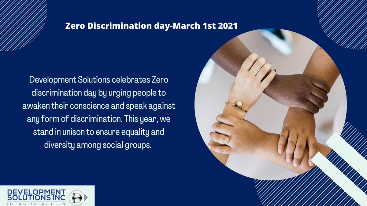 developmntsolns's tweet image. Development Solutions celebrates Zero Discrimination Day this year. We will strive through our research and practice to address any form of discrimination and enable dignity and equality for all!
#developmentsolutions #zerodiscriminationday #unitednations #equality